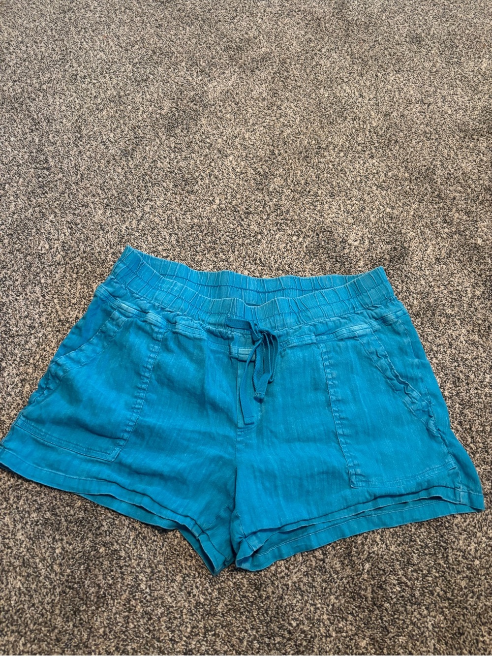 Kut from the Kloth Teal High‑Waist Drawstring Shorts